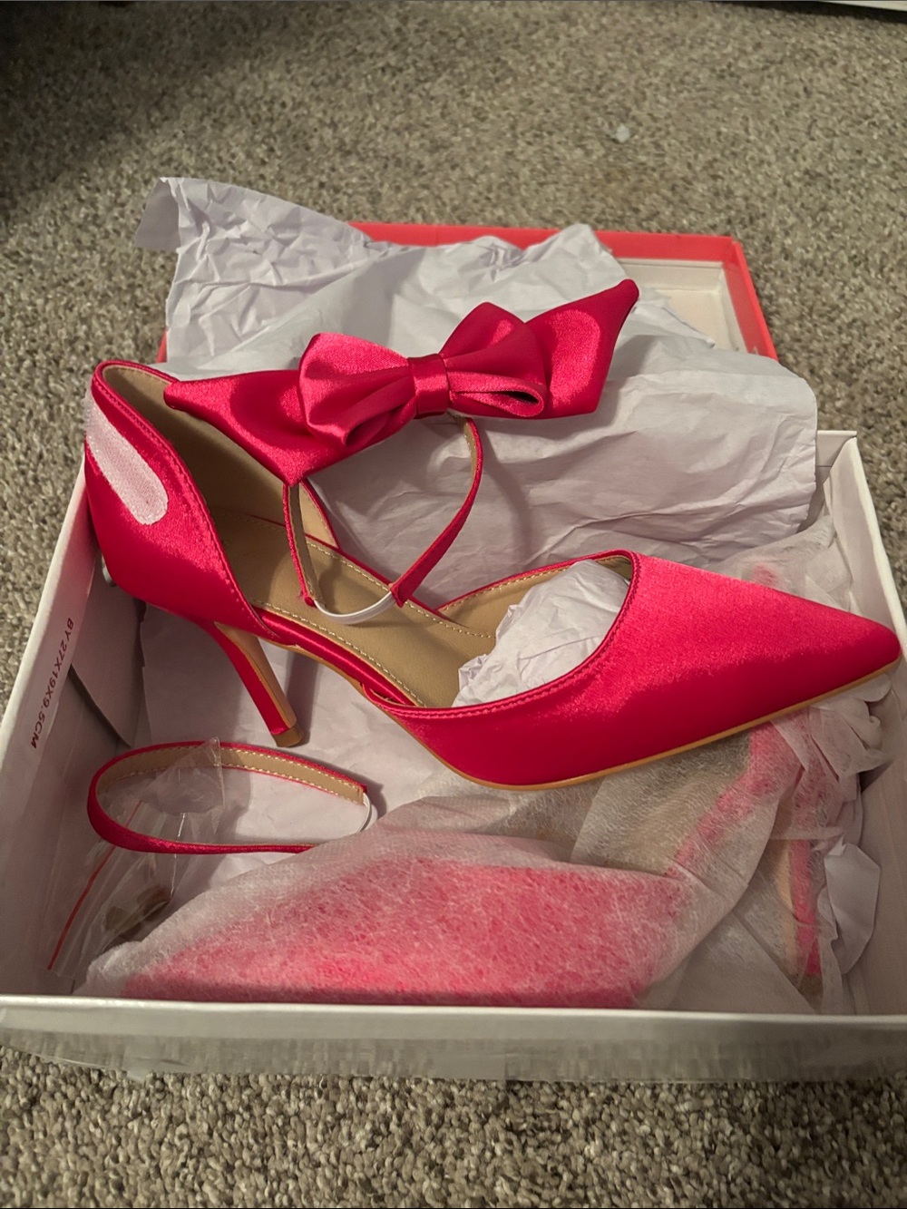 Allegra K Fuchsia Satin Pointed-Toe Heels with Bow Accent